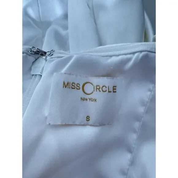Miss Circle $185 Hedy Sz S White Satin Corset Mini Dress Ruch Mini Slit Silky - Picture 10 of 13